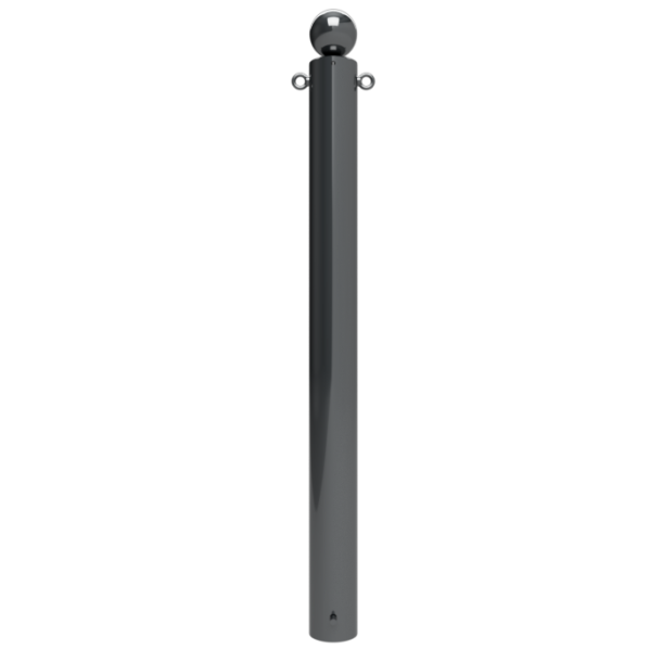 Dekorativ puller | st�lr�r � 102 mm | fastmonteret, til indst�bning i beton med jordanker, samlet l�ngde ca. 1300 mm | med 2 �jer